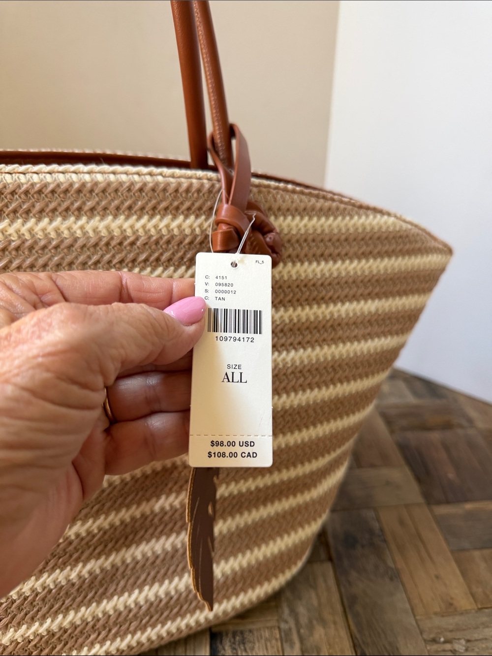 AOTA Anthropologie Jessica Raffia Tote Bag NWT - Picture 5 of 11